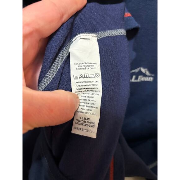L. L. Bean Merino Wool Performance 1/4 zip Mid-weight Base Layer Blue Men's Med - Picture 4 of 7